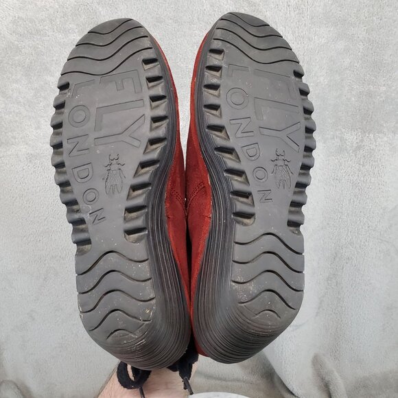 Fly London Shoes Womens Size EU 38 US 7.5-8 Red Suede Yama Wedge Ankle Boots - Picture 6 of 10